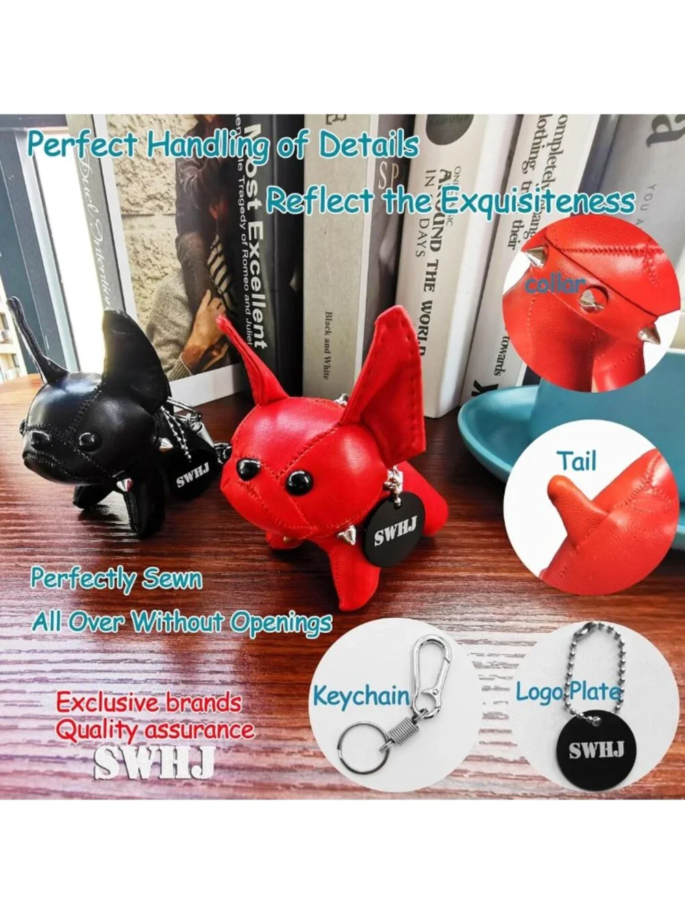 Adorable Leather Puppy Keychain, Handmade Bull Dog Accessory - Perfect Gift for